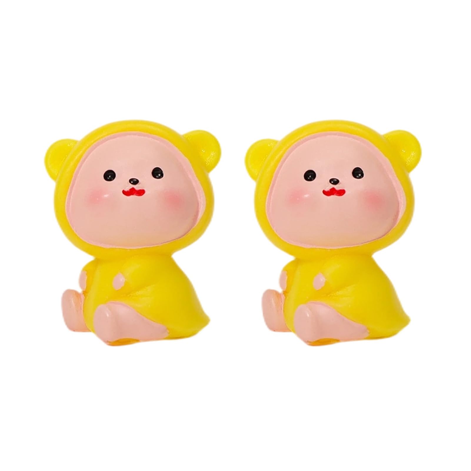 Virelynx 2Pcs Mini Raincoat Bears – Mini Resin Figures Small Miniature Bear, Cute Tiny Bears Animals Figurines for Fairy Gardens Car Decor