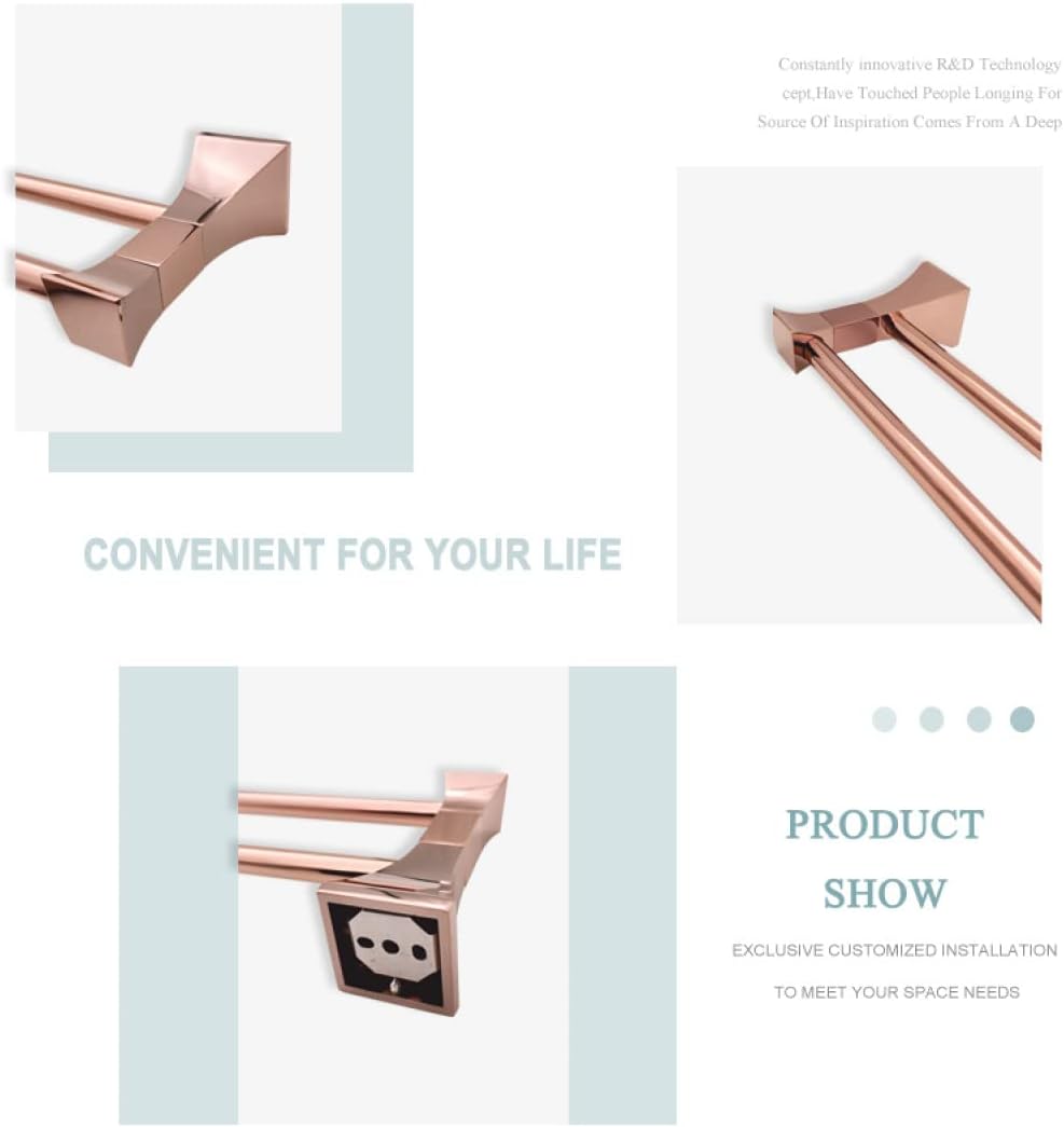 Towel Rails, Rose Wall Mounted Clothes Hook Toilet Paper Towel Rail Rack Bar Shelf Soap Toothbrush Bathroom Accessories/Double Towel Bar/Size