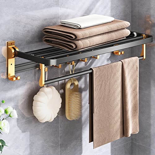 Porte-serviettes de salle de bain mural en aluminium noir