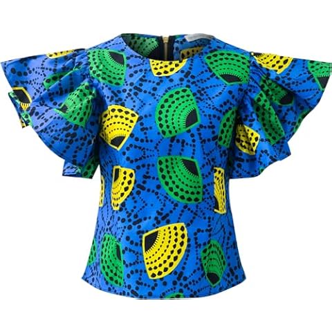 SHENBOLEN Women Kente Print Shirt African Tradition Top(Large,E) Cover