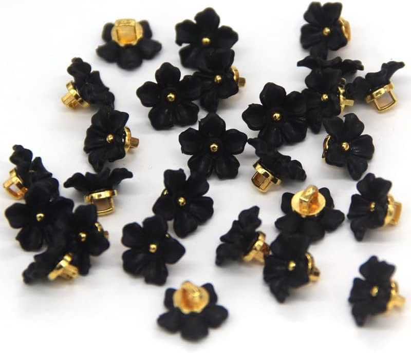 Miniatura 2 de Botones de plástico para coser con flores negras de 0.51 pulgadas, botones de perlas para ropa, camisas, faldas, vestidos de novia, blusas,