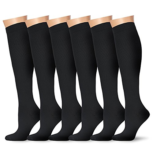 6 pares de calcetines de compresión para mujeres y hombres (15  20 mmHg)  ideal para médicos, circulación, recuperación, lactancia, viajes y vuelo  Running & Fitness