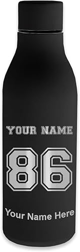 Miniatura 11 de LaserGram Botella de agua de acero inoxidable de doble pared, camiseta deportiva, grabado personalizado incluido Azul claro,Negro,Rosa,Morado
