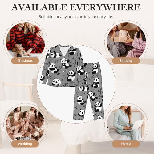 Image of Women'S Long Sleeve Pajama Set Soft Loungewear Button-Down Top & Elastic Waist Pants S- 2XL