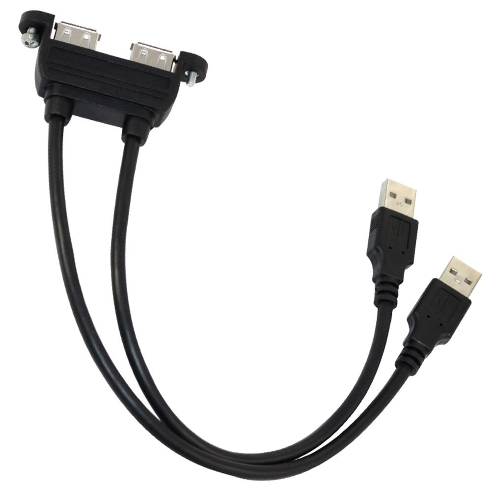 Câble Double USB 2.0 Vers 2 Femelles - 30 Cm, Montage Panneau, Neuf