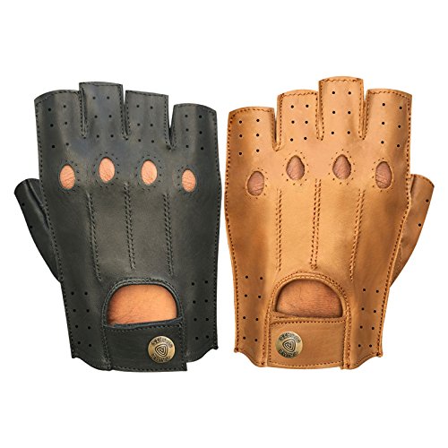 Gants de moto et cyclisme demi-doigt XL coloris tan pour la conduite
