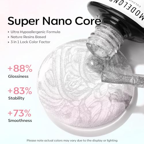 Image of modelones Glitter White Gel Nail Polish Glitter Gel Nail Polish Soak-Off UV Gel Polish - 28+ Days Long-Lasting Salon-Quality Nail Art DIY Manicure & Gift 15ML