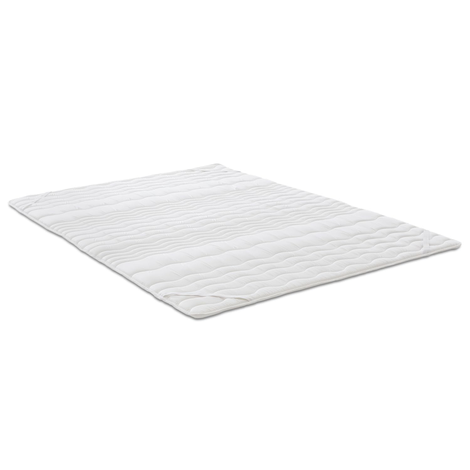 Surmatelas 80 x 200 cm Hauteur 2,5 cm Mousse confort 7 zones Blanc Antidérapant avec élastiques d'angle