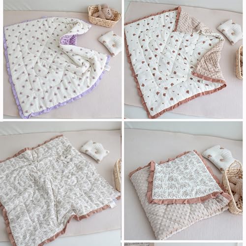 Couverture en coton à volants pour bébé rose pâle 100x100 cm - 8