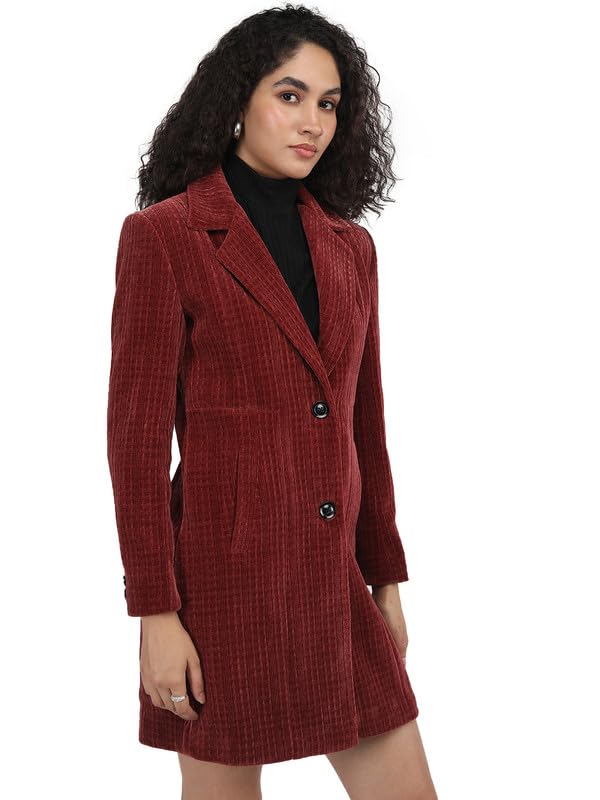 Image of PLAGG Women Winter Wear Long Length Overcoat with Wool blend and Comfort fit