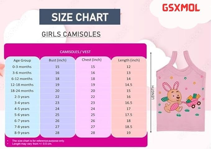 Image of Baby Girls Sleevless Printed Cotton Regular Fit Camisole 0-10 YRS Slips /Vests /Baniyan /Inner Wear, Pack of 6