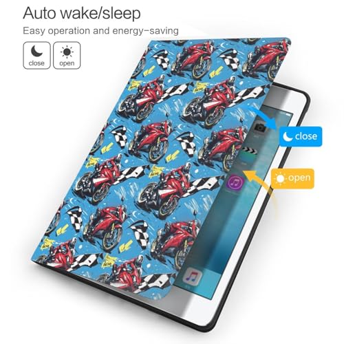 Étui iPad 10.2 rouge moto pour iPad 9e 8e 7e génération avec support folio