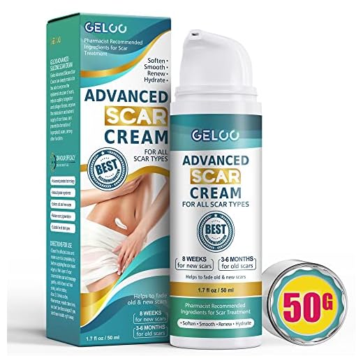 Geloo Advanced Scar Cream Gel 50g - Scar Removal Treatments for Face, Body, Surgical Scars, C-Section, Stretch Marks, Acne, Keloids, Burns, Old & New Scars - Silicone Gel for Scar Treatment - 1.7 oz