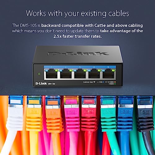 D-Link 5-Port 2.5GB Unmanaged Gaming Switch with 5 x 2.5G - Multi-Gig, Network, Fanless, Plug & Play (DMS-105/RE) (Renewed) - Image 6