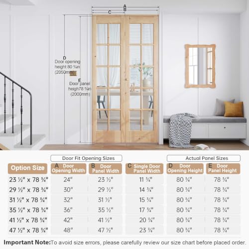 EaseLife Kit Completo de Herrajes para Puerta de Clóset Plegable, Puertas Francesas de Vidrio para Abertura de 42in x 80in con Kit de Riel de 3.5FT Incluido, Puerta Preensamblada, Fácil Instalación miniatura 2