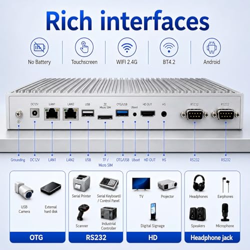 Image of 21.5 Inch Android 11 Touchscreen Display, 16:9 1080P FHD Interactive Screen, RK3568 Quad-Core, 4GB RAM 32GB ROM, Built-in Speakers,Smart Board for Office /Automation /Kiosk /Bar /Warehouse