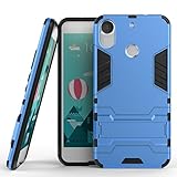 Shockproof with Kickstand Feature Case for HTC Desire 10 Pro (5.5 inch) Hybrid Dual Layer Armor Defender Protective Cover (Blue)