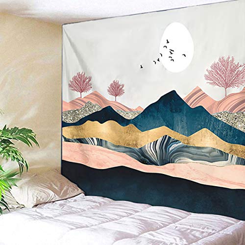 Mountain Sunset Tapestry, Nature Forest Tree Landscape Tapestries, Wall Hanging For Bedroom Living Room Dorm(Mountain Sunset-51.2" X 59.1") #TOP3