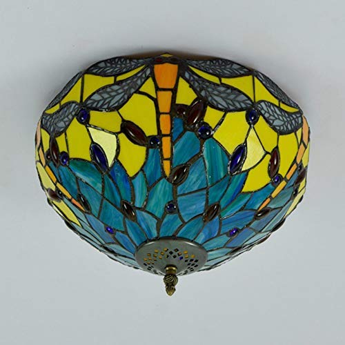 Luz de Techo E27 Azul Vidriera Antigua Libélula de 30 cm 5