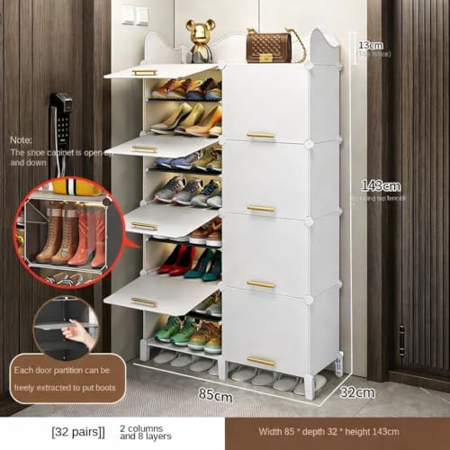 Image of Owme 17 Tier Shoe Rack with Shelf, Folding Shoe Rack for Bedroom, Living Room,Entryway,Footwear Stand for Home, Organizer, ShoeRack Plastic | Hallway Shoes Rack | Shoe Organizer - White