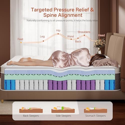 SUAYEA King Size Mattress, 11 Inch Luxury Hybrid King Mattress in a Box, Cooling Memory Foam Mattresses with Pocket Springs, Pressure Relief, Medium Firm, Extra Edge Support, 365-Night Trial - 4