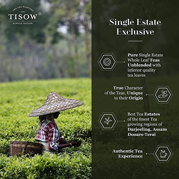 Image of TISOW Assam Select Strong Tea | 2 Premium Single Estate Healthy Teas of Upper Assam & North Bank | 4 Vacuum Packs from the Best CTC Tea Growing Regions of India (50 Gm)