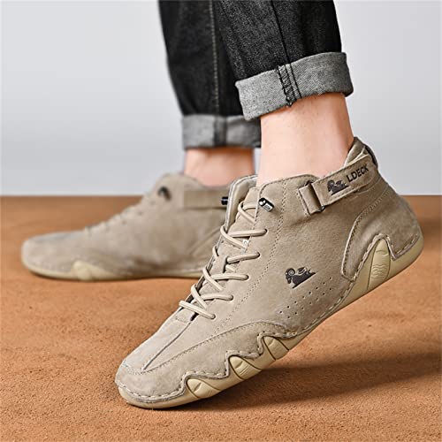 DAGY Men's Chukka Boots Italian Handmade Suede High Boots, Mens Non-Slip Waterproof Shoes, Breathable Hook & Loop Fastener Ankle Boots Chukka4