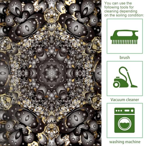 Tapis de cuisine dorés au motif floral baroque pour sublimer votre couloir - 5