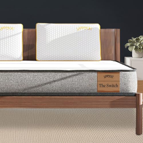 SleepyCat Switch Dual Ortho Mattress | Premium Quilted Fabric with Pain Relief Technology | Reversible Medium Soft & Firm Side | Airy & Breathable with Aeroflow Foam | Queen Size (78x60x6 Inch)