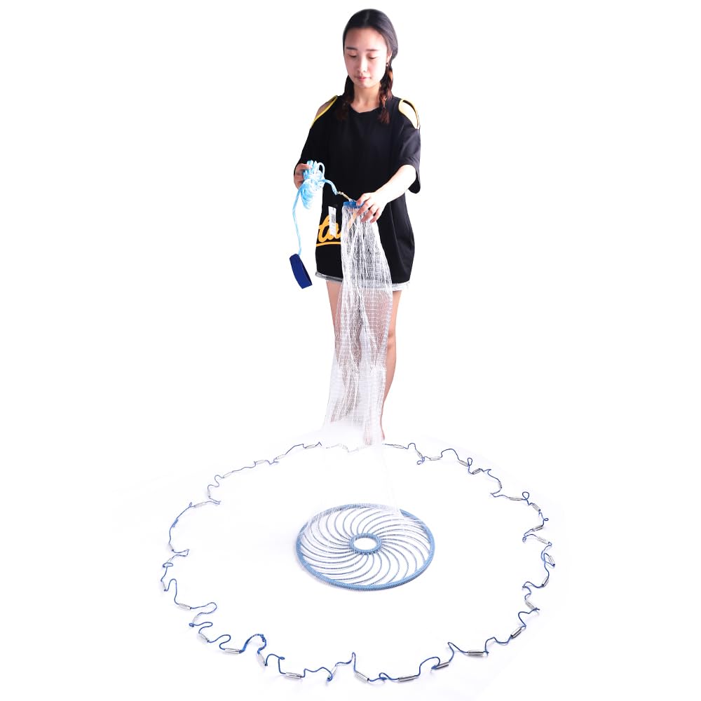 Lawaia Wurfnetz Zum Fischen Fischernetz Cast Net Angelnetz Handwurf Fishnets Fischreuse Angelnetz Aus Nylon Fische Angeln GrößE 1.8m-7.2m Mesh American Style Falle Net Angelzubehö