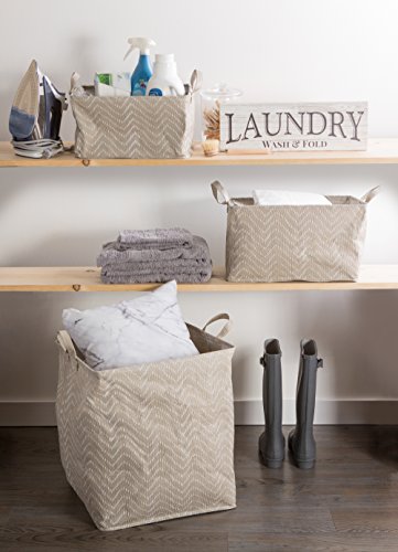 Dii Woven Paper Rectangle Laundry Basket, Collapsible Waterproof, Hamper, Stone & Cream #TOP5