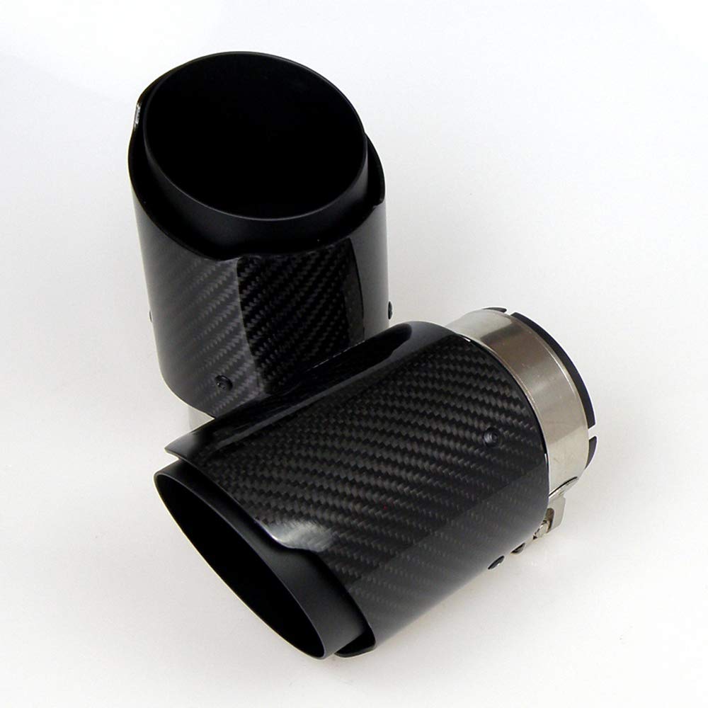 Cola De Escape Coche Tarjeta de control carbono con sarga brillante Punta escape punta acero inoxidable recubierto Tubería cola(In 89mm Out 101mm)