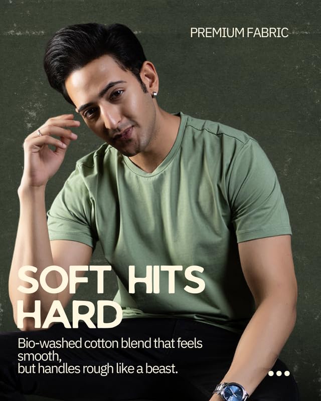 Image of Ghumakkad Cotton Blend Half Sleeve Round Neck Sports T Shirt for Men