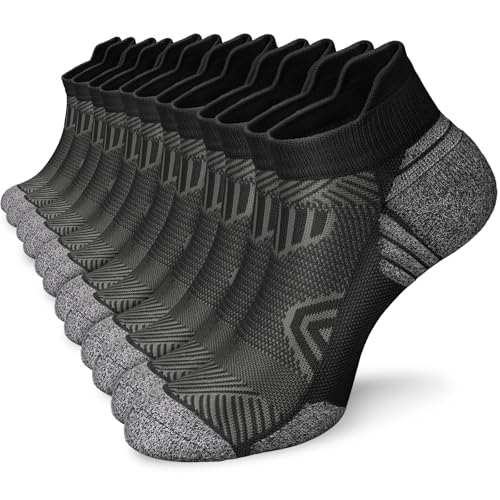 Cushioned Cotton Ankle Compression Socks for Men Women 6 Pairs Wicking Low Cut Arch Support Plantar Fasciitis Socks