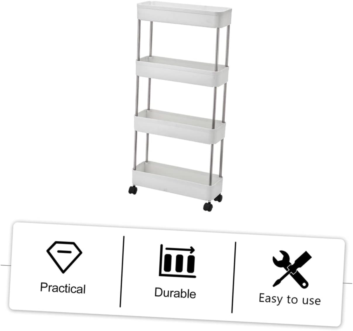 STOBAZA 4tier Storage Cart Makeup Organizers Carts Shelves for Bathroom Laundry Living Room