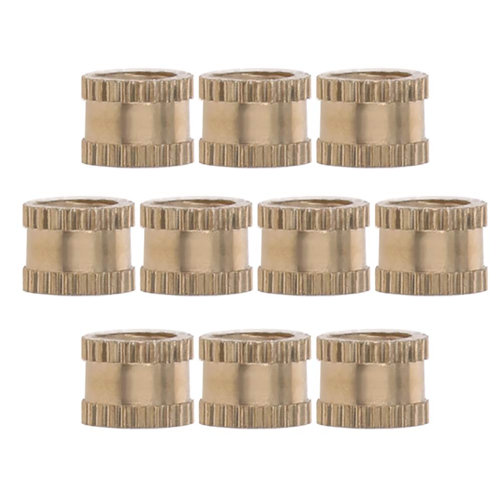 MroMax 1/4'' Knurled Threaded Inserts, 1/4''-20 x 6mm (H) x 8mm (OD), UNC Female Thru-Thread Knurled Brass Threaded Insert for 3D Printing Injection Molding Gold 10Pcs