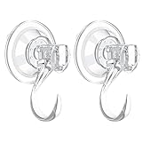 2 pack Suction Cup Heavy-Duty Hook，Large Clear Vacuum Reusable Wreath Hooks，use for Windows Tiles Glass Smooth Doors and Mirrors to Hang Bags Coats Umbrellas kitchenware and Christmas Wreaths