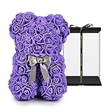 ASENVER Artificial Flowers Hand Made Rose Bear Pure Color for Lover Daughter Mother or Close Friends...