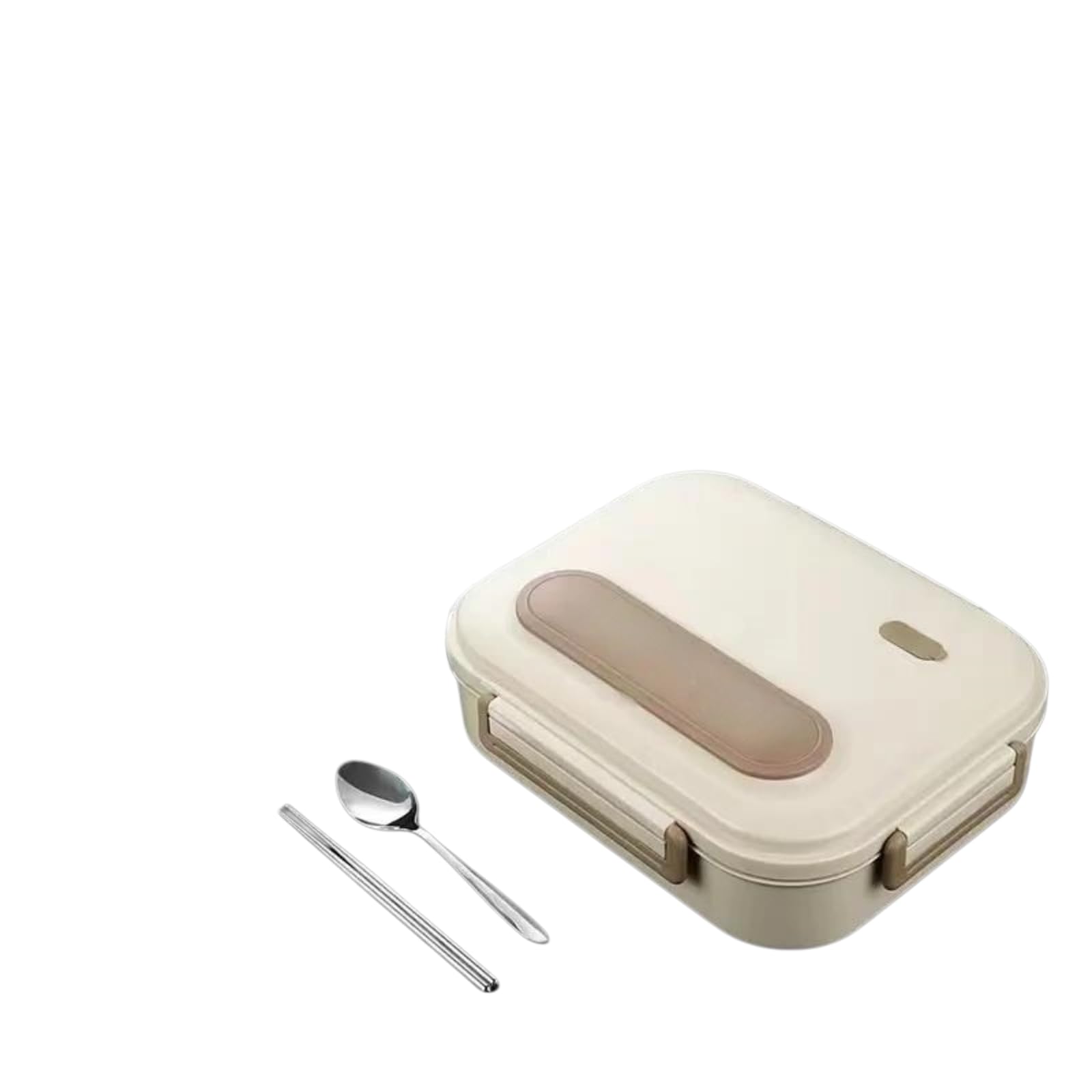 YEUCGB 2800ML Divided Lunch Box with Soup Bowl,316 Stainless Steel Container,Water Injection Heating Bento Box,5 Compartments Leakproof Meal Box with Spoon & Chopsticks for Office School,Beige
