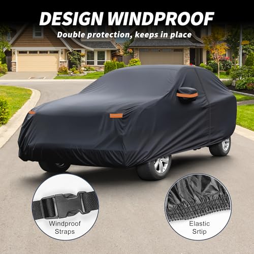 Image of X AUTOHAUX Car Cover Outdoor Waterproof Sun Rain Snow Hail Protection with Left Side Door Zipper Aluminum Film for Hyundai Tucson