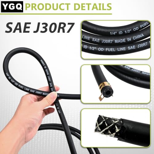 Image of 1 /4 inch ID Fuel Line Hose Braided NBR Rubber Tubing Kit w /Filters Valves Clamps fit for Kawasaki Kohler B S Craftsman MTD Small Engine Generator Mower Automotives (6.6ft)