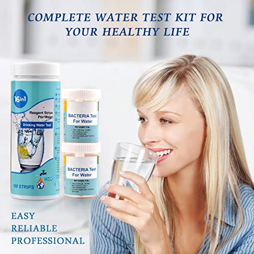 17 in 1 Complete Water Test Kit for Home,100 Strips + 2 Bacteria Water