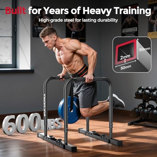 Image of Sportsroyals Adjustable Dip Bar Station, Heavy Duty Parallette & Parallel Bars, 400LBS Stable Dip Stands for Home Gym, Calisthenics & Upper Body Workout Equipment