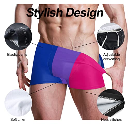 Men Beach Swim Brief Bikini Bisexual Flag Striped Rainbow Men's Square Leg Swim Briefs Large4