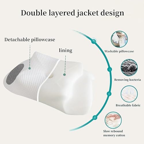 Miniatura 4 de XLXXJYBXZ Neck Pillow, Cervical Pillow for Neck Pain Relief, Ergonomic Memory Foam Pillows, Side Sleeper Pillow Suitable for Back Sleep and Stomach