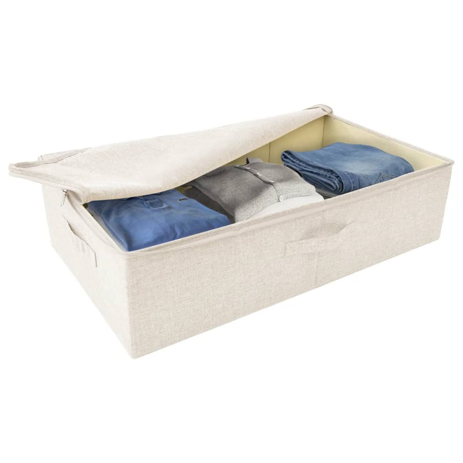 ZEYUAN Aufbewahrungsboxen 2 STK Spielzeugkiste, Aufbewahrungskiste, Kleideraufbewahrung, Kleideraufbewahrung & Organisation, Stoff 70x40x18 cm Creme