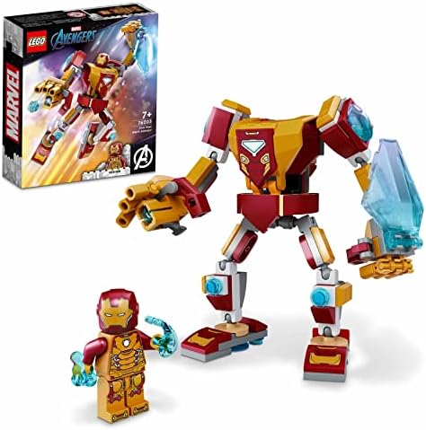 LEGO 76203 Marvel Iron Man Mech Armour Set, Collectible Action Figure, Avengers Building Toy for Kids 7 + Years Old with Minifigure