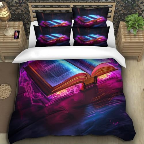 Housse de couette 3D effet lotus linge de lit king fermeture éclair