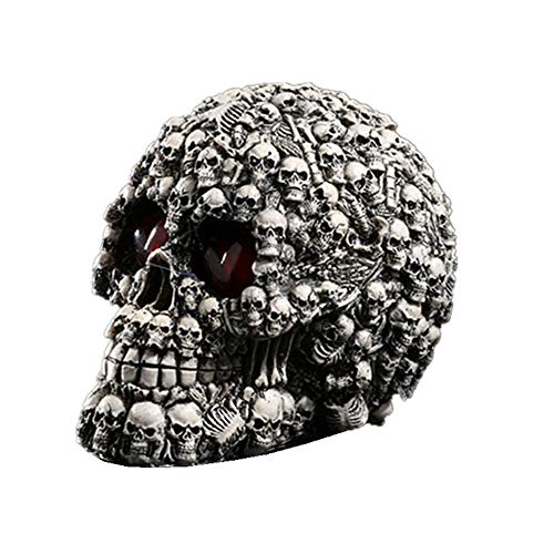 Voanzo Veilleuse LED en forme de tête de mort avec yeux à LED - Décoration de fête gothique (piles non incluses)