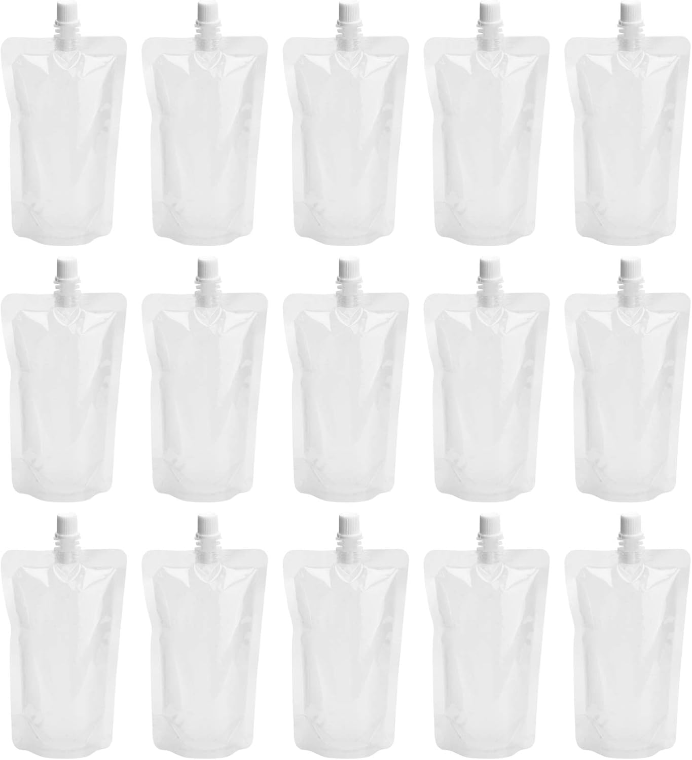 Cabilock 380Ml Transparent Clear Drinks Pouches For Festivals Suction Nozzle Seal Packaging Bags Stand-Up Reusable Liquid Food Drink Pouches For Soy Milk Juice Cold Hot Beverage Storage